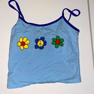 Blue tank with flowers